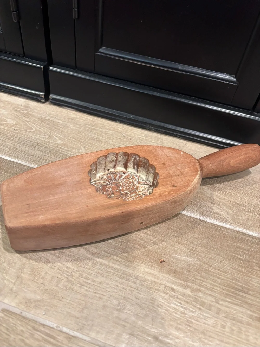 Antique Wood Mid-Autumn Moon Cake Mold Festival Harvest Fall Handcarved